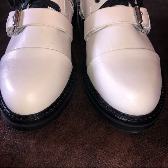 All Saints Donita Off White Leather Hiking Lace Up Combat Boots - Picture 11 of 16